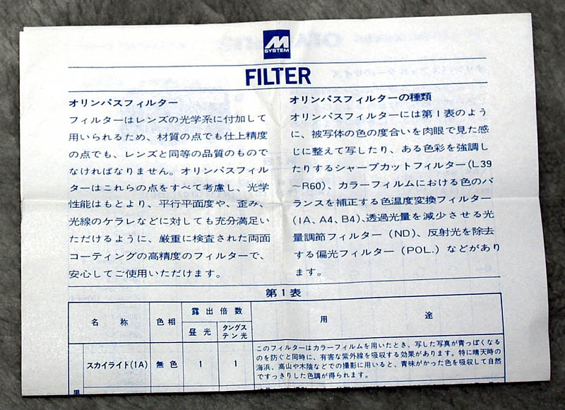 M-SYSTEM Filtre Instruction Sheet